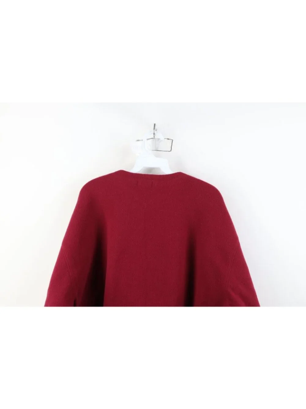 Vintage 90s J Crew Mens Size Large Faded Blank Boxy Fit Fleece Sweater Red USA